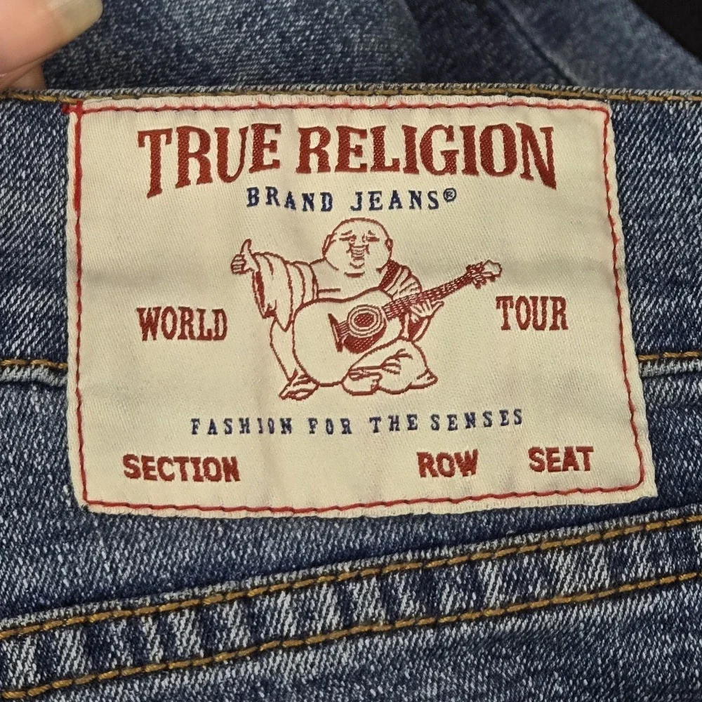 True Religion Men Jeans 32‎ Blue Denim Embroidered RICKY Relaxed Straight